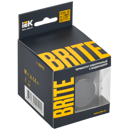 BRITE Термостат электронный с индикацией ТС10-1-БрГ графит IEK
