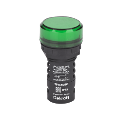 Лампа коммутационная ADDS D22 LED зеленая 220В AC/DC ЛK-22 IP55