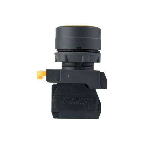 Кнопка SB-31 плоская с фиксацией 1NС желтая IP65