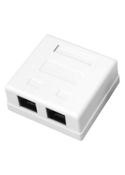 Розетка компьютерная 2-м ОП RJ45 кат.5E UTP неэкранир. бел. Rexant 03-0151