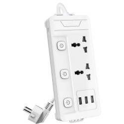 Сетевой  фильтр универсальный Deli ET409 / 2розетки + 3USB ,  2 м