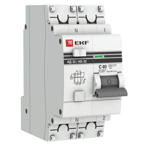 АВДТ АД-32 1P+N 40А х-ка C 100мА тип AC эл. 4,5кА PROXIMA EKF