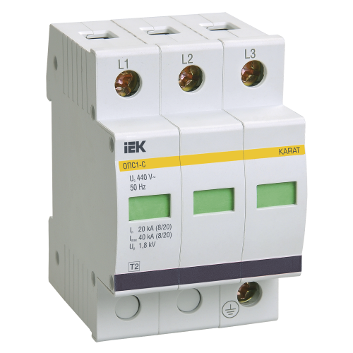 KARAT Ограничитель импульсного перенапряжения ОПС1-C 3P In=20кА Un=400В Im=40кА IEK