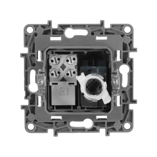 ETIKA Розетка двойная RJ11+RJ45 кат.5E UTP антрацит ETIKA Розетка двойная RJ11+RJ45 кат.5E UTP антрацит