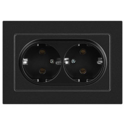 Розетка Accent 6-205-05 2X2P+E Schuko 16А-250В IP20 СУ AL/CU антрацит Intro Б0063494