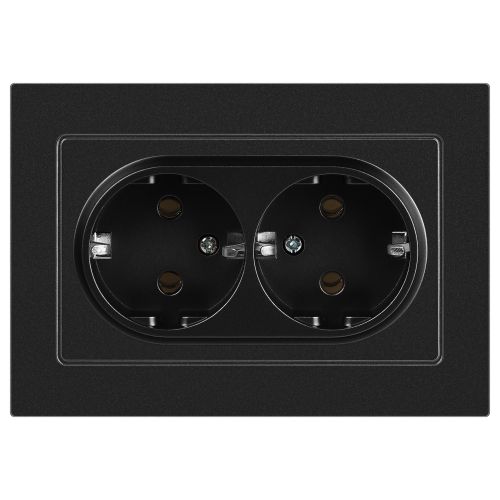 Розетка Accent 6-205-05 2X2P+E Schuko 16А-250В IP20 СУ AL/CU антрацит Intro Б0063494