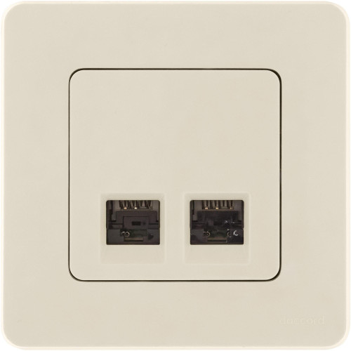 Розетка компьютерная двойная/ Розетка компьютерная двойная RJ-45 категория 5Е UTP слоновая кость INSPIRIA