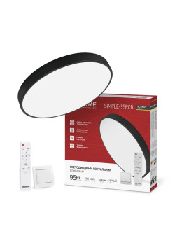 Светильник светодиодный SCANDY SIMPLE-95RCB 95Вт 3000-6500К 7600лм 230В 400х50мм с пультом ДУ черн. IN HOME 4690612062112