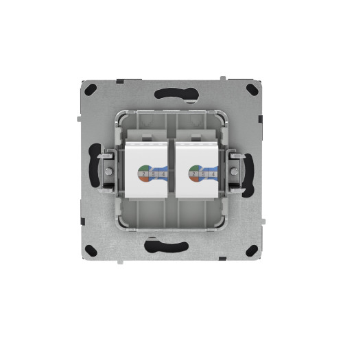 Компьютерная розетка RJ-45 без шторки, кат.6А двойная, KANT, черный уголь