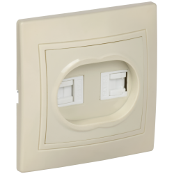 KVARTA Розетка 2-местная компьютерная RJ45 кат.5е РК12-ККм кремовый GENERICA