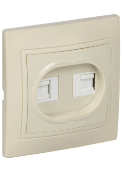 KVARTA Розетка 2-местная компьютерная RJ45 кат.5е РК12-ККм кремовый GENERICA
