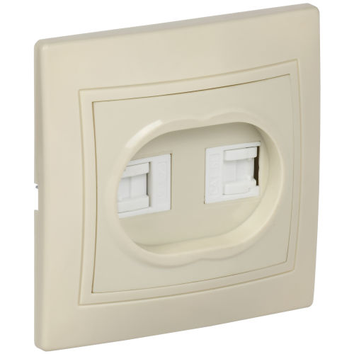 KVARTA Розетка 2-местная компьютерная RJ45 кат.5е РК12-ККм кремовый GENERICA