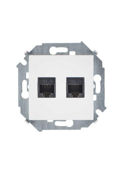 Розетка компьютерная 2-м Simon 15 RJ45 кат.5E AMP механизм бел. Simon 1591552-030