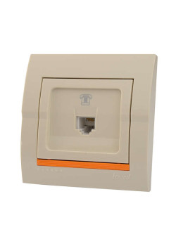Розетка телефонная 1-м СП Deriy RJ11 16А IP20 евро стандарт крем. LEZARD 702-0303-137