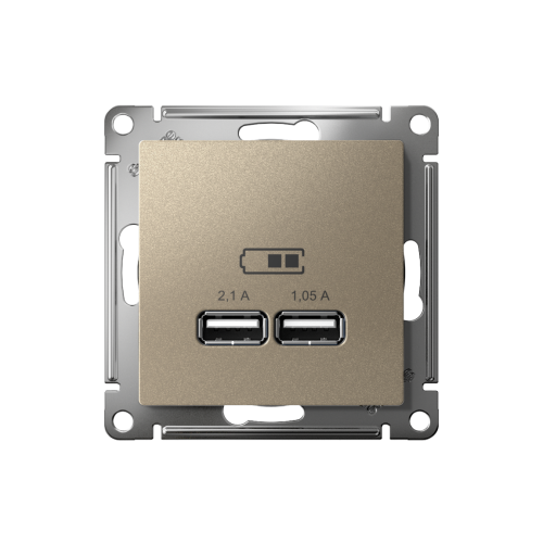 ATLASDESIGN USB РОЗЕТКА A+A, 5В/2,1А, 2х5В/1,05А, механизм, ШАМПАНЬ