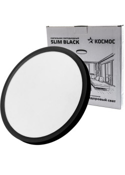 Светильник светодиодный SLIM BLACK 28Вт 4500К IP40 2398лм 230В 300х25мм КОСМОС KSlim28w_B4500K