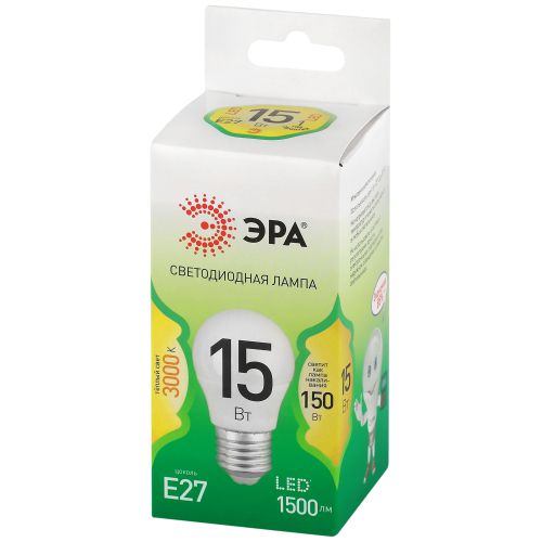 Лампа светодиодная GREEN LINE P45-15W-830-E27 GL 15Вт шар 3000К свет тепл. E27 Эра Б0067038 Лампа светодиодная GREEN LINE P45-15W-830-E27 GL 15Вт шар 3000К свет тепл. E27 Эра Б0067038