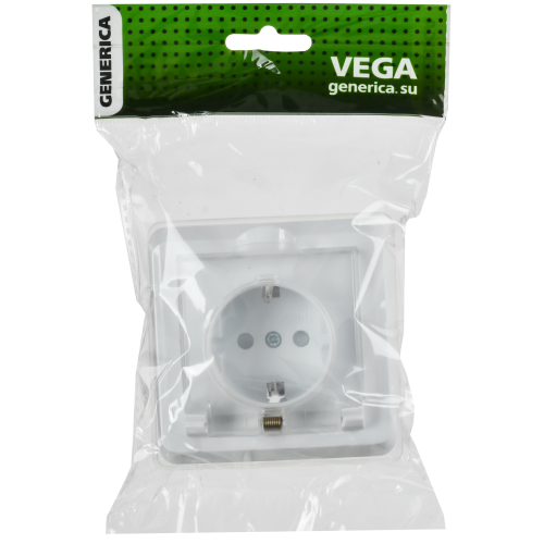 VEGA Розетка 1-местная с заземлением с защитными шторками с крышкой 16А IP44 РСбш10-3-ВБ белый GENERICA VEGA Розетка 1-местная с заземлением с защитными шторками с крышкой 16А IP44 РСбш10-3-ВБ белый GENERICA