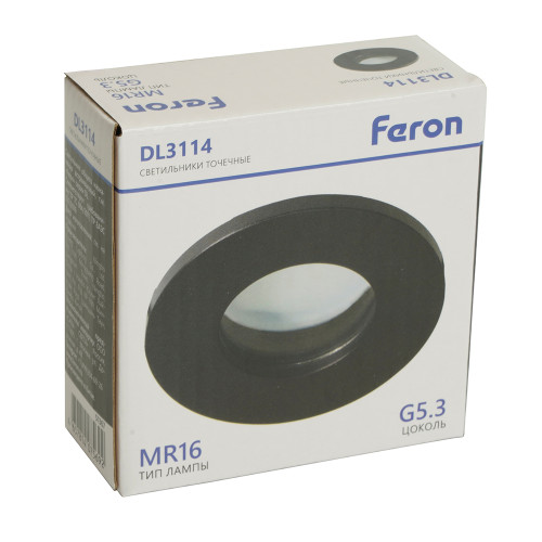 Светильник встраиваемый Feron DL3114 потолочный MR16 G5.3 черный IP44 Светильник встраиваемый Feron DL3114 потолочный MR16 G5.3 черный IP44