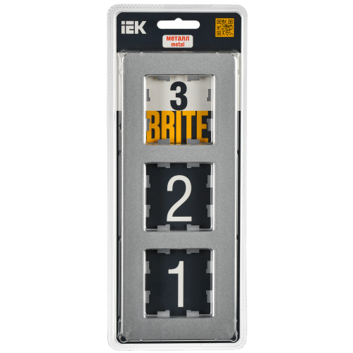 BRITE Рамка 3-местная РУ-3-1-Бр металл алюминий RE IEK BRITE Рамка 3-местная РУ-3-1-Бр металл алюминий RE IEK