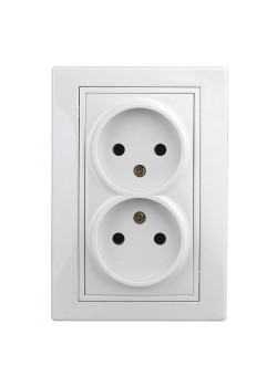 Розетка 2-м СП Plano 1-204-01 16А IP20 250В 2х2P бел. Intro Б0053904