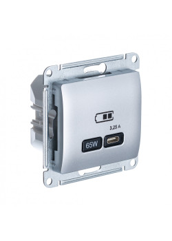 GLOSSA USB РОЗЕТКА тип-С 65Вт высокоскор.заряд. QC, PD, механизм, АЛЮМИНИЙ