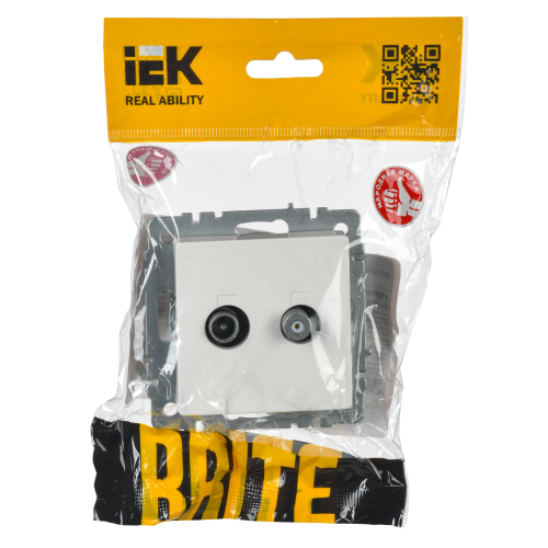 BRITE Розетка двойная TV+SAT РТВ/РСп12-БрБ белый IEK