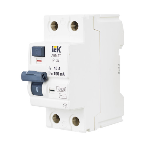 ARMAT Выключатель дифференциального тока R10N 2P 40А 100мА тип AC IEK