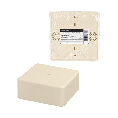 Коробка распаячная КР 100х100х44 ОП, сл. кость, IP40, инд. штрихкод TDM