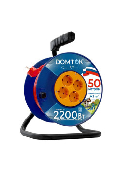 Удлинитель на катушке 4х50м с заземл. 10А IP20 2.2кВт ПВС 3х1 DOMTOK 2444