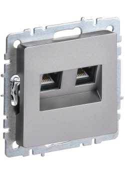 BRITE Розетка компьютерная двойная RJ45 кат.6 РК11-2-БрС сталь IEK