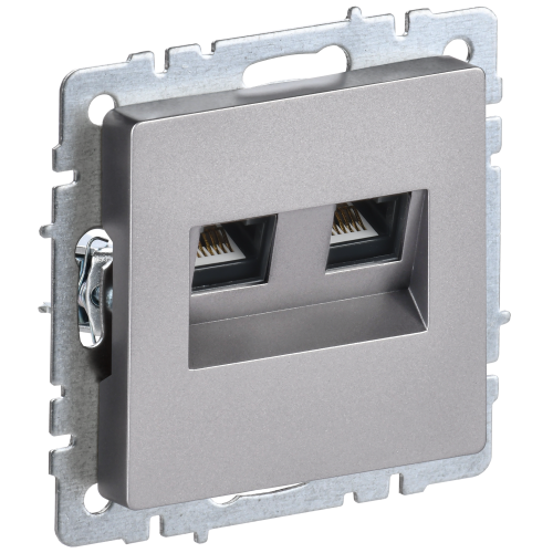 BRITE Розетка компьютерная двойная RJ45 кат.6 РК11-2-БрС сталь IEK