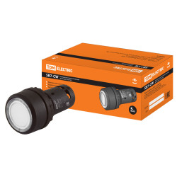 Кнопка SB7-CW3161 с возвратом, 1НО, d22 мм, с подсветкой 24 В LED, белая, IP54 TDM