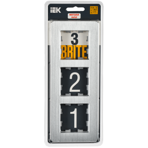 BRITE Рамка 3-местная РУ-3-1-Бр металл алюминий RE AL IEK