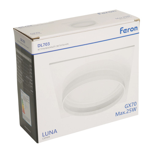 Светильник встраиваемый Feron DL703 LUNA потолочный GX70 белый квадрат
