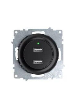 Розетка USB 2-м СП Florence 16А IP20 с подсветкой механизм черн. (1E10351303) OneKeyElectro 2260092