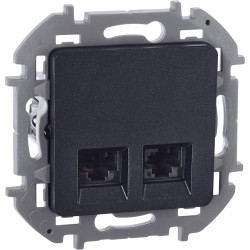 Розетка компьютерная двойная/ Розетка компьютерная двойная RJ-45 категория 6 UTP антрацит INSPIRIA
