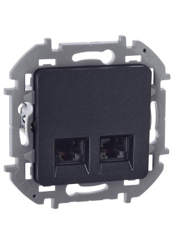 Розетка компьютерная двойная/ Розетка компьютерная двойная RJ-45 категория 6 UTP антрацит INSPIRIA
