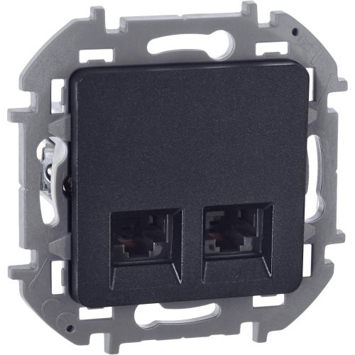 Розетка компьютерная двойная/ Розетка компьютерная двойная RJ-45 категория 6 UTP антрацит INSPIRIA
