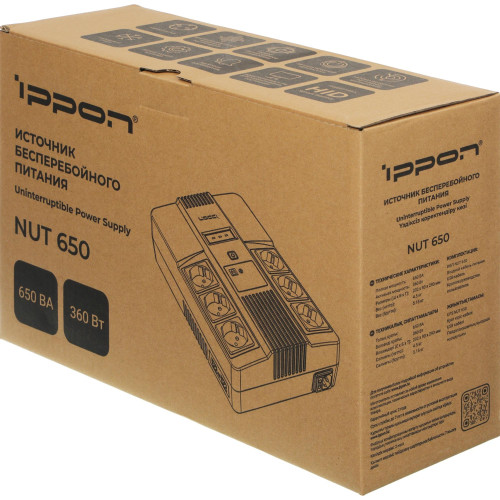 Источник бесперебойного питания Ippon NUT 650 360Вт 650ВА Источник бесперебойного питания Ippon NUT 650 360Вт 650ВА