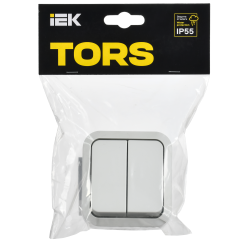 TORS Выключатель двухклавишный 10А IP55 TS305 белый IEK TORS Выключатель двухклавишный 10А IP55 TS305 белый IEK