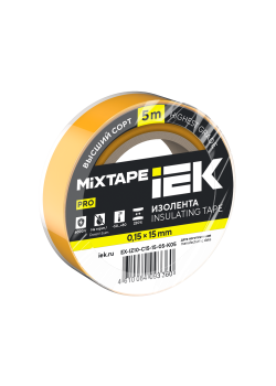 MIXTAPE PRO Изолента 0,15х15мм желтая 5м IEK