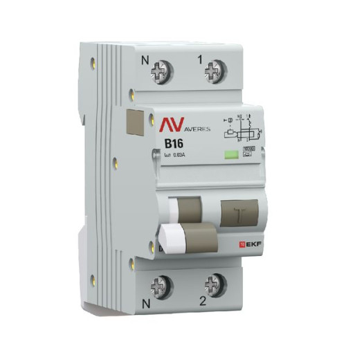 АВДТ DVA-10 1P+N 16А х-ка B 30мА тип A эл-мех. 10кА AVERES EKF