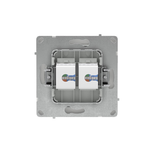 Компьютерная розетка RJ-45 без шторки, кат.6А двойная, KANT, белая магнолия Компьютерная розетка RJ-45 без шторки, кат.6А двойная, KANT, белая магнолия