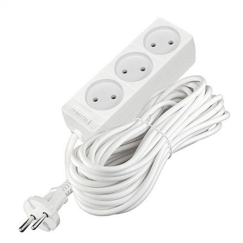 Удлинитель 3х10м без заземл. 10А IP20 2.2кВт ПВС 2х1 бел. DOMTOK 2350 Удлинитель 3х10м без заземл. 10А IP20 2.2кВт ПВС 2х1 бел. DOMTOK 2350