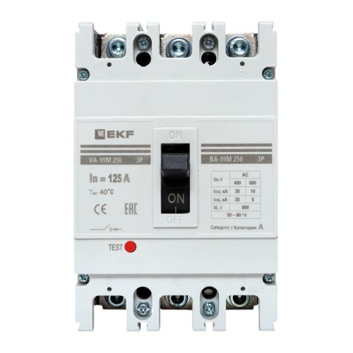 ВА-99М 250/125А 3P 10In 35кА с термомагнитным расцепителем EKF ВА-99М 250/125А 3P 10In 35кА с термомагнитным расцепителем EKF