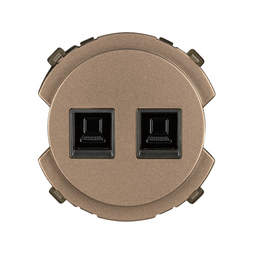 Розетка компьютерная двойная RJ45 бронза, Розетка компьютерная двойная RJ45 бронза,