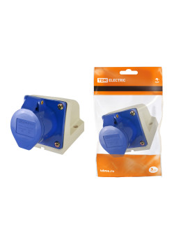 Розетка 123 стационарная 2Р+РЕ 32А 220В IP44 TDM