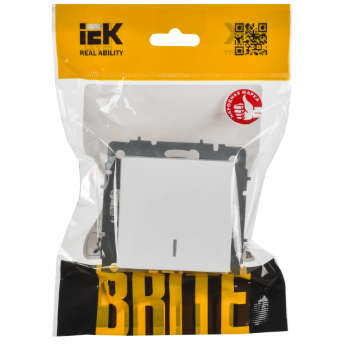 BRITE Выключатель 1-клавишный с индикацией 10А ВС10-1-1-БрАБ арктический белый IEK BRITE Выключатель 1-клавишный с индикацией 10А ВС10-1-1-БрАБ арктический белый IEK
