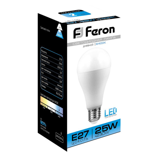 Лампа светодиодная Feron LB-100 Шар E27 25W 175-265V 6400K Лампа светодиодная Feron LB-100 Шар E27 25W 175-265V 6400K